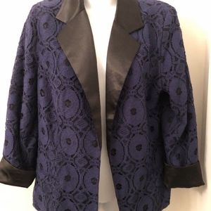 Chico's blue lace tuxedo jacket blazer sapphire